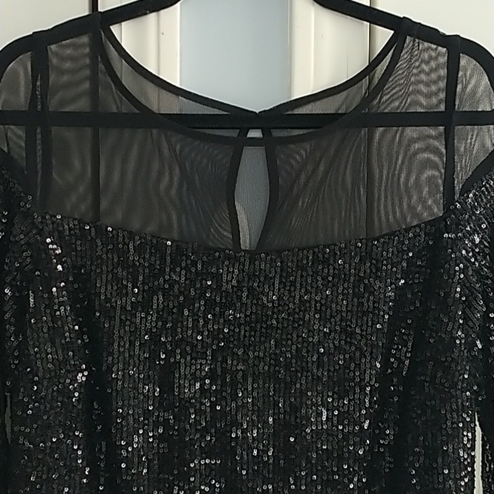 R&M Richards Black Sequins Mesh Dress Special Occasions 14 - Picture 14 of 14